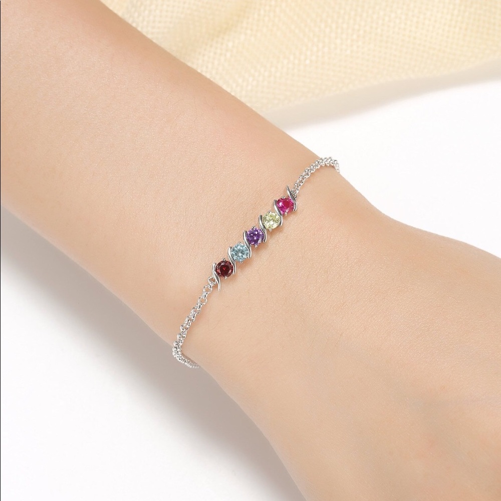 Sterling Silver Adjustable Round Created Gemstone - image 4